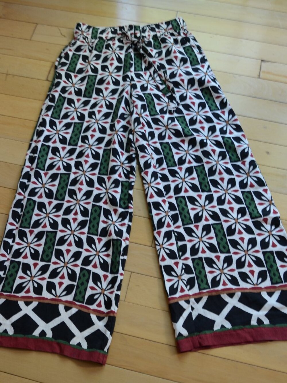 Haver & Blair Pull On Wide Leg Crop Floral Print Retro Womens Pants US XS
